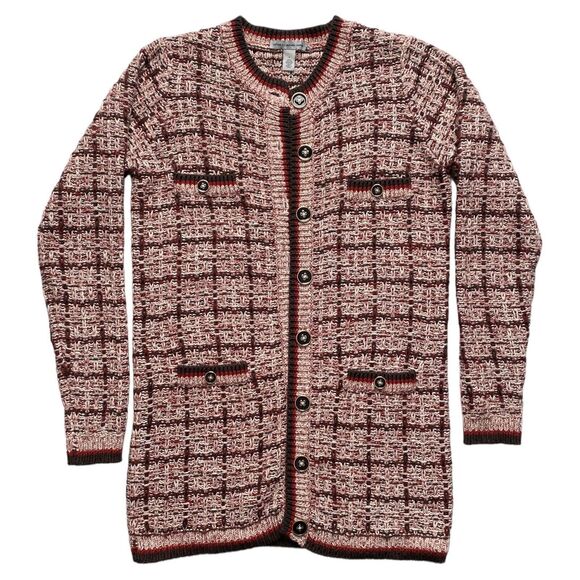 Cotton by Autumn Cashmere Womens Cardigan Button Down Sweater Brown Red Size S - Picture 2 of 7